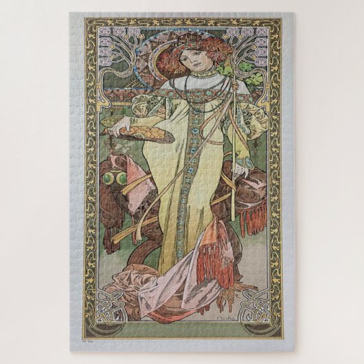 Herfst 1900: een art nouveau van Mucha Legpuzzel (Verticaal)