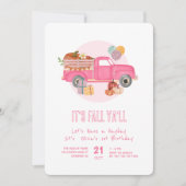 Herfst 1e Verjaardags Pompoen Roze Vrachtwagen Kaart (Voorkant)