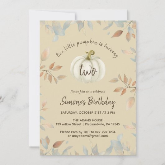 Herfst 2e verjaardag kaart (Voorkant)