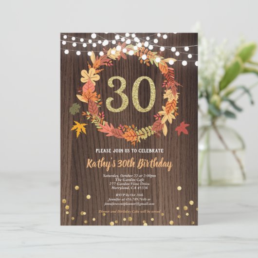 Herfst 30e verjaardag rustic wood Thanksgiving woe Kaart (Staand voorkant)