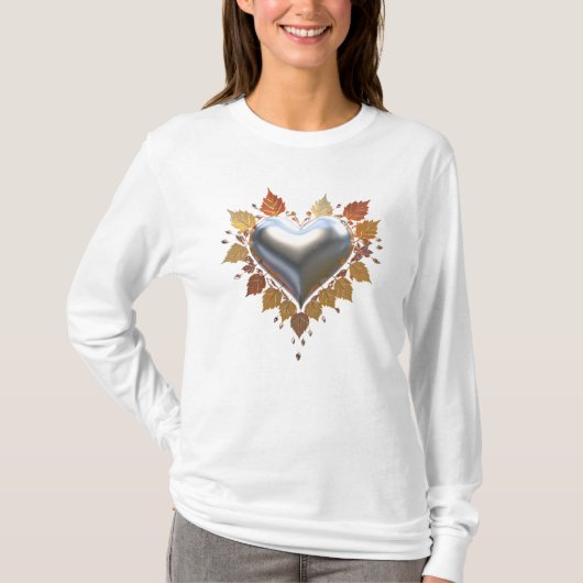 Herfst 3D hart T-shirt (Voorkant)