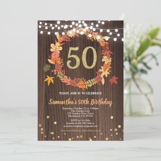 Herfst 50e verjaardag Thanksgiving met houtwoud Kaart (Staand voorkant)