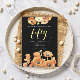 Herfst 50ste Verjaardag Party Sinaasappel Blossom Kaart