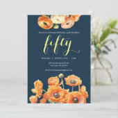 Herfst 50ste Verjaardag Party Sinaasappel Blossom Kaart (Staand voorkant)