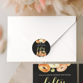 Herfst 50ste Verjaardag Party Sinaasappel Blossom Ronde Sticker