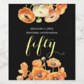 Herfst 50ste Verjaardag Party Sinaasappel Blossom Wijn Etiket (Enkel label)