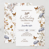 Herfst 50th Birthday, Floral Birthday Kaart (Voorkant / Achterkant)