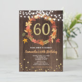 Herfst 60ste verjaardag Thanksgiving krans houtgou Kaart (Staand voorkant)