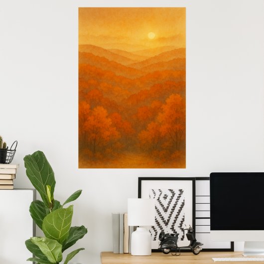 Herfst 6, Amber Horizon, seizoensgebonden afdrukke Poster (Thuiskantoor)
