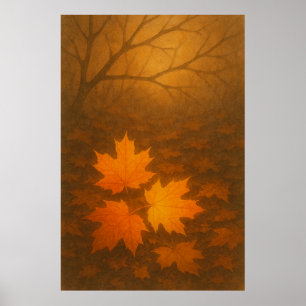 Herfst 7, gevallen licht, seizoensgebonden afdrukk poster