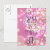 Herfst 7 keer Stand up 8 - Roze Inspirerend Quote Briefkaart (Voorkant / Achterkant)