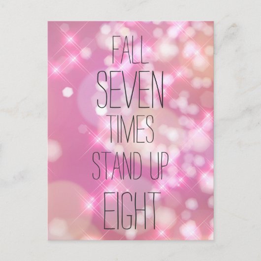 Herfst 7 keer Stand up 8 - Roze Inspirerend Quote Briefkaart (Voorkant)
