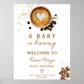 Herfst A Baby is het brouwen van koffie Baby showe Poster (Voorkant)