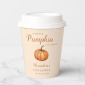 Herfst A Little Pumpkin Baby shower Papieren Bekers (Voorkant)