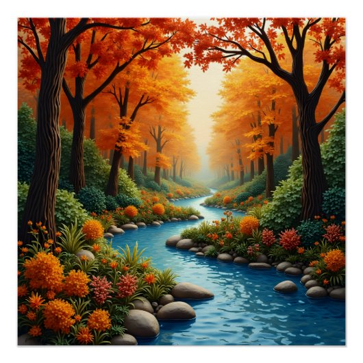 Herfst aan de rivier perfect poster (Voorkant)