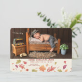 Herfst Aankomst Foto Geboorteaankondiging Aankondiging (Staand voorkant)