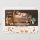 Herfst Aankomst Foto Geboorteaankondiging Aankondiging (Voorkant)