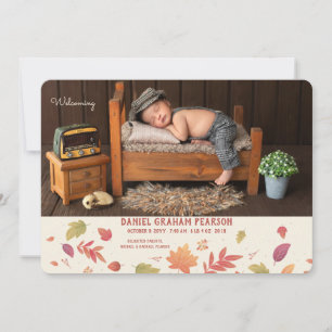 Herfst Aankomst Foto geboorteaankondiging Aankondiging