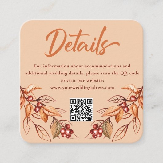 Herfst Aarde ton Terracotta Bruiloft Behuizing Kaa Informatiekaartje (Voorkant)