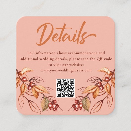 Herfst Aarde ton Terracotta Bruiloft Behuizing Kaa Informatiekaartje (Voorkant)