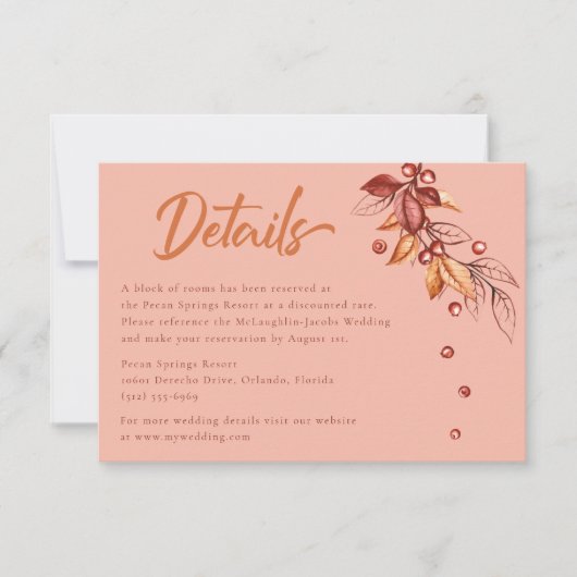 Herfst Aarde Toon Terracotta Bruiloft Details RSVP Kaartje (Voorkant)