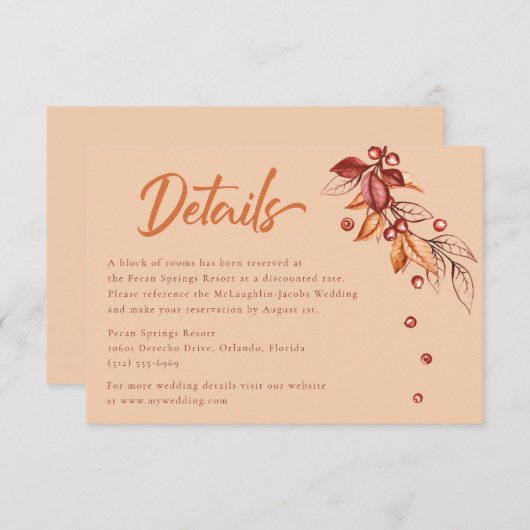 Herfst Aarde Toon Terracotta Bruiloft Details RSVP Kaartje (Voorkant / Achterkant)