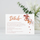 Herfst Aarde Toon Terracotta Bruiloft Details RSVP Kaartje (Staand voorkant)