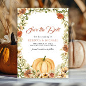 Herfst Aardse Bloemige Pompoen Trouwdag Save The Date
