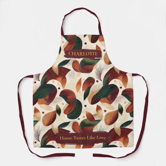 Herfst Abstract blad Schort met aangepaste naam (Voorkant)