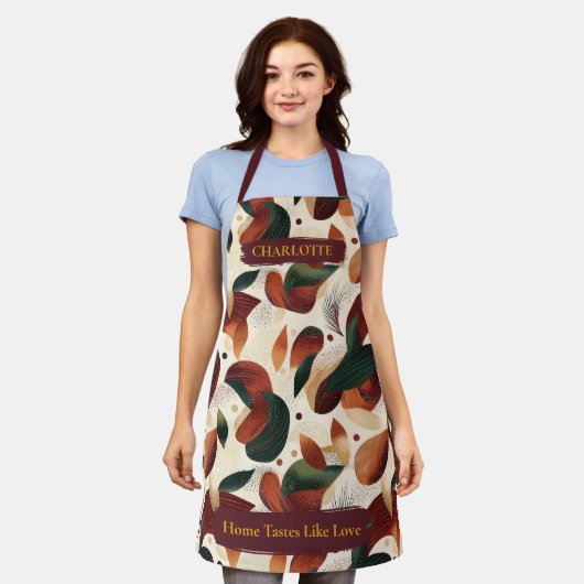 Herfst Abstract blad Schort met aangepaste naam (Gedragen)