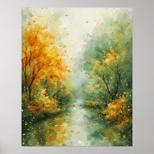Herfst Abstracte Aquarel Kunst Poster