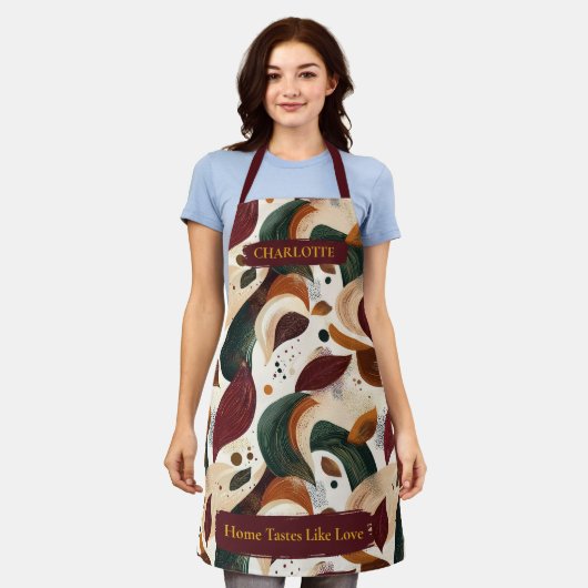 Herfst Abstracte bladeren Schort met aangepaste na (Gedragen)