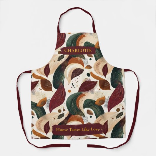 Herfst Abstracte bladeren Schort met aangepaste na (Voorkant)