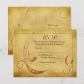  Herfst Abstracte Bloemen Huwelijk RSVP Briefkaart (Voorkant / Achterkant)