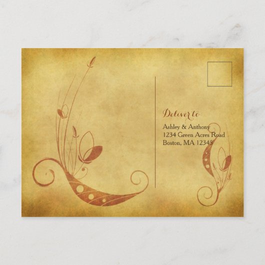  Herfst Abstracte Bloemen Huwelijk RSVP Briefkaart (Achterkant)