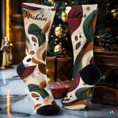 Herfst Abstracte Sokken in Rust, Groen, en Cream