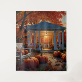 Herfst achtertuin wandkleed