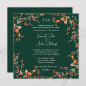 Herfst Acorn Krans Smaragdgroene bruiloft Kaart (Voorkant / Achterkant)