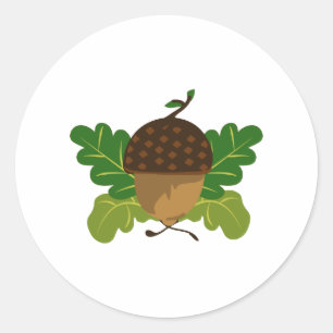 Herfst Acorn Ronde Sticker