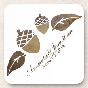 Herfst Acorns and Leaves Wedding Drankjes Onderzetter