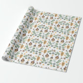 Herfst Acorns Floral Greenery Wrapping Paper Cadeaupapier (Uitgerold)