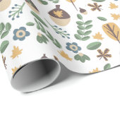 Herfst Acorns Floral Greenery Wrapping Paper Cadeaupapier (Rol Hoek)