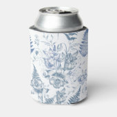 Herfst Adem Luxe Blauwe Bloem Naadloos Patroon Blikjeskoeler (Blikje Achterkant)