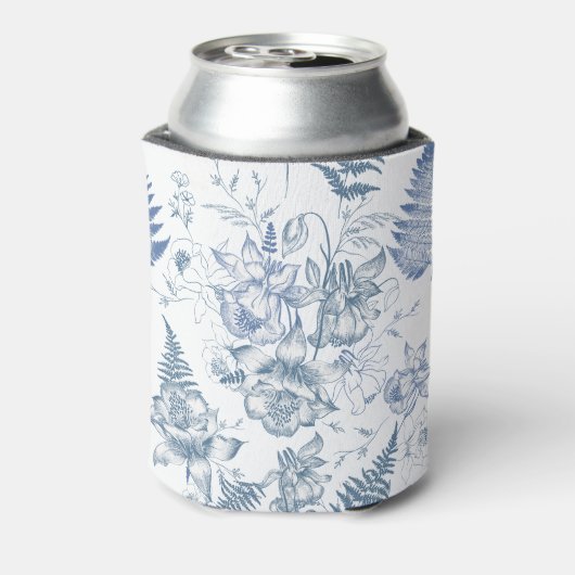 Herfst Adem Luxe Blauwe Bloem Naadloos Patroon Blikjeskoeler (Blikje Achterkant)