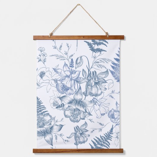 Herfst Adem Luxe Blauwe Bloem Naadloos Patroon Hangend Wandkleed (Voorkant)