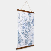 Herfst Adem Luxe Blauwe Bloem Naadloos Patroon Hangend Wandkleed (Gebogen)
