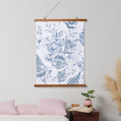 Herfst Adem Luxe Blauwe Bloem Naadloos Patroon Hangend Wandkleed (Slaapkamer)