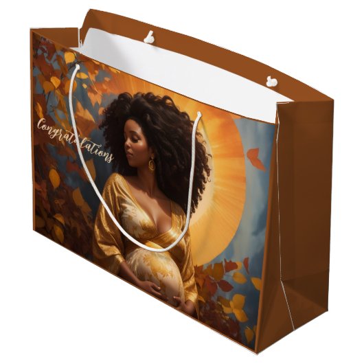 Herfst Afro Centric moeder om zwangerschap te zijn Groot Cadeauzakje (Achterkant Gekanteld)