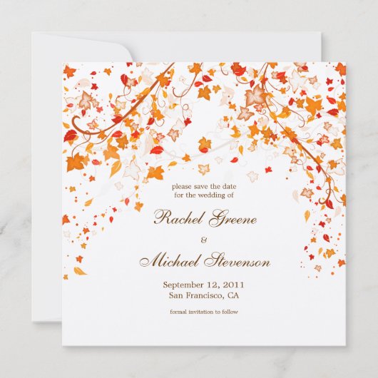 Herfst afvullen Sla de datum-trouwkaart op Save The Date (Voorkant)
