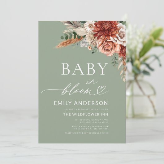 Herfst alles in één Wildflower Baby in Bloom Showe Kaart (Staand voorkant)